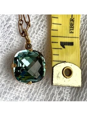 Catherine Popesco Deep Aqua Green Crystal Necklace